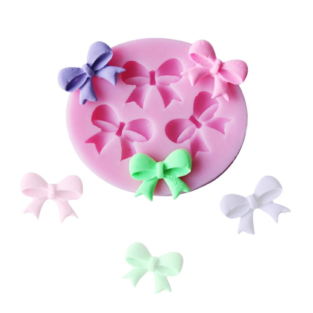 3-Hole Bowknot Fondant Silicone Mold For Pastry Cupcake Dessert Lace Cake Decoration Kitchen Accessories Baking Tool Bow Silicone Fondant Mold Crown Chocolate Candy Mold Cupcake Top Decoration