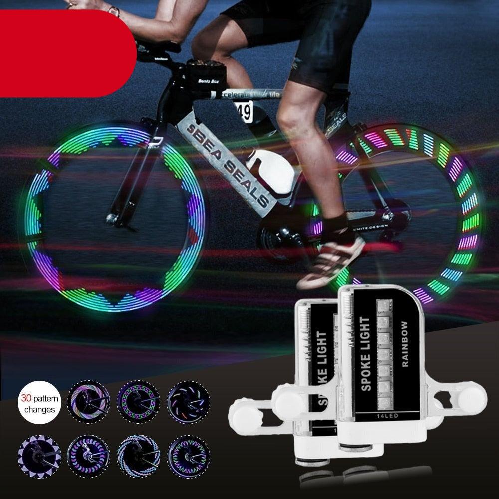 30 Pattern Bike Lights LED Bicycle Decorative Lights Riding Cool Wheels Warning LED Waterproof Bicycle Spoke Tire Light Patterns Bicycle Rim Lights For Mountain Bike Road Bikes