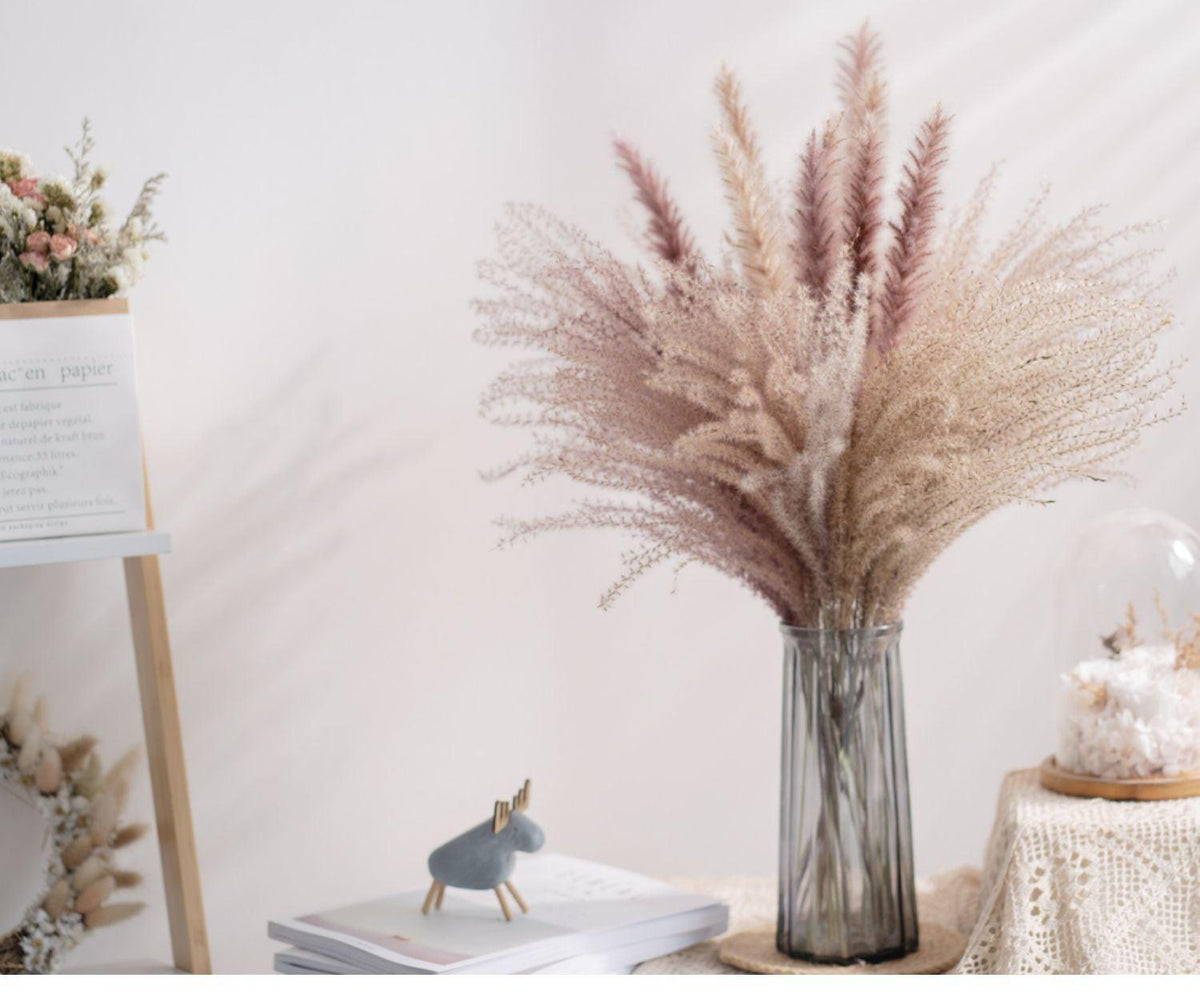 30pcs Natural Dried Pampas Grass Bouquet Pampas Grass Reeds Flowers Bulrush Bouquets Durable For for Vase Artificial Grass Room Décor Wedding Decorations