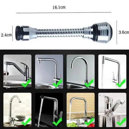 360 Degree Kitchen Sink Tap Faucet Extender, Universal Stainless Steel Faucet Extender with Flexible Swivel Tap Aerator Hose, 2 Water Outlet Modes, Faucet Extender Water Saving Bathroom Kitchen Accessories