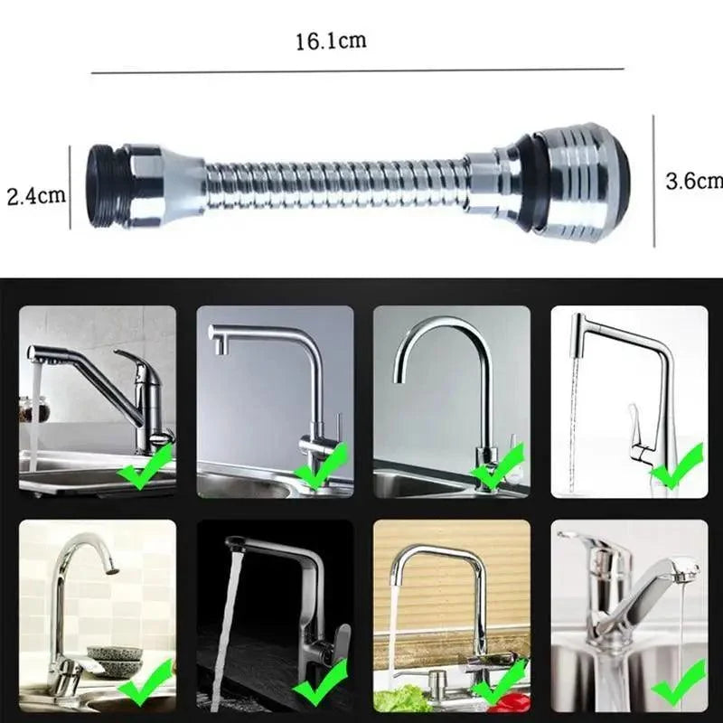 360 Degree Kitchen Sink Tap Faucet Extender, Universal Stainless Steel Faucet Extender with Flexible Swivel Tap Aerator Hose, 2 Water Outlet Modes, Faucet Extender Water Saving Bathroom Kitchen Accessories