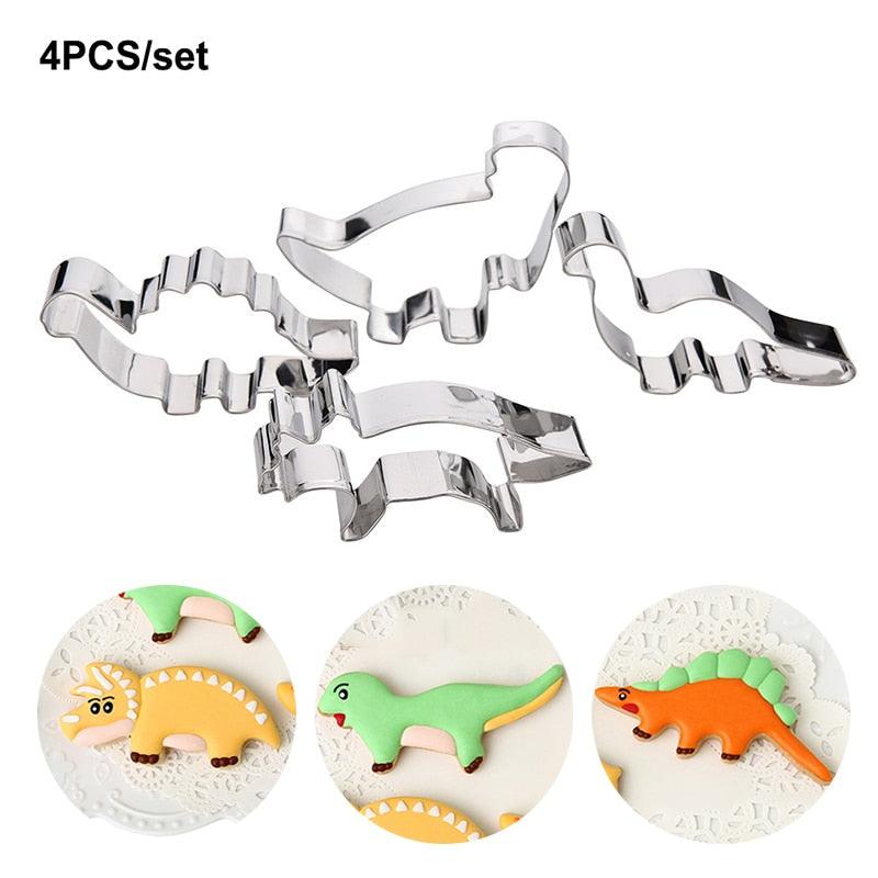 3D Dinosaur Cookie Cutters Mold Dinosaur Biscuit Cartoon Mould Sugarcraft Dessert Baking Silicone Mold For Sop Cake Decor Tool Dinosaur Fossil Cookie Making Molds Stamps For Kitchen
