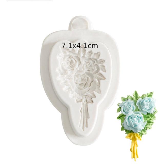 3D Flower Silicone Mold Sugar Paste Fondant Cake Decor Tool Chocolate Cake Candy Fence Shaped Mold Baking Cake Moulds Mini Sizes Roses Flower Fondant Candy Silicone Mold