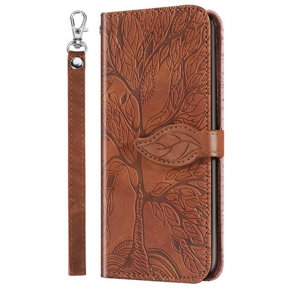 3D Tree Flip Leather Case For iPhone 13 12 Mini Phone Cover PU Leather Wallet Case with Card Holder Kickstand Wrist Strap Flip Cover for iPhone