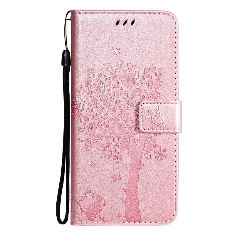 3D Tree Flip Leather Case For iPhone 13 12 Mini Phone Cover PU Leather Wallet Case with Card Holder Kickstand Wrist Strap Flip Cover for iPhone