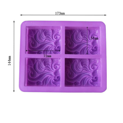 4-Cavity Wavy Flower Silicone Handmade Soap Mold Cake Mold Aromatherapy Plaster Mold Essential Oil Soap Mold 4-Cavity Ocean Wave Soap Mold, Silicone Sea Wave Cake Pan