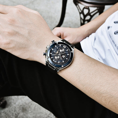 Luxury Sport Mens Watches Quartz Stylish Wrist Watch For Men Chronograph Waterproof and Scratch Resistant