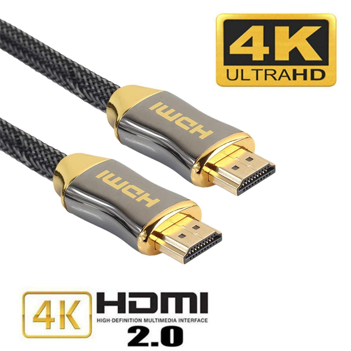 4K Display Port To HDMI Cable Adapter HDMI To HDMI Cable High Speed 2.0 Golden Plated Connection Cable Cord Compatible For UHD FHD
