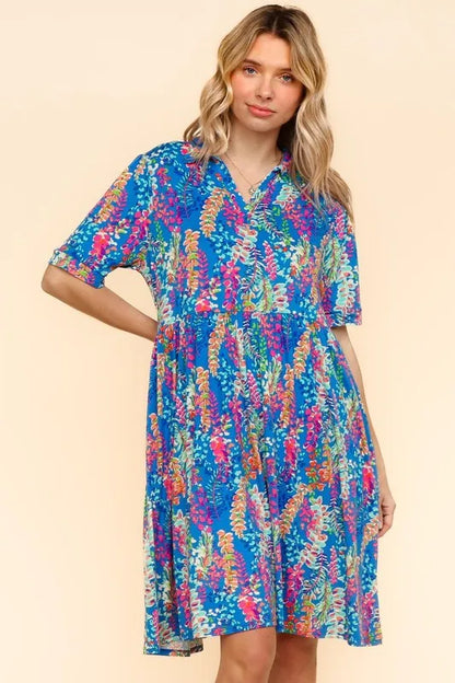 Johnny Collar Babydoll Dress with Side Pockets – Babydoll Dress, Johnny Collar Dress, Pocketed Dress, Button Down Dress, Relaxed Fit Dress