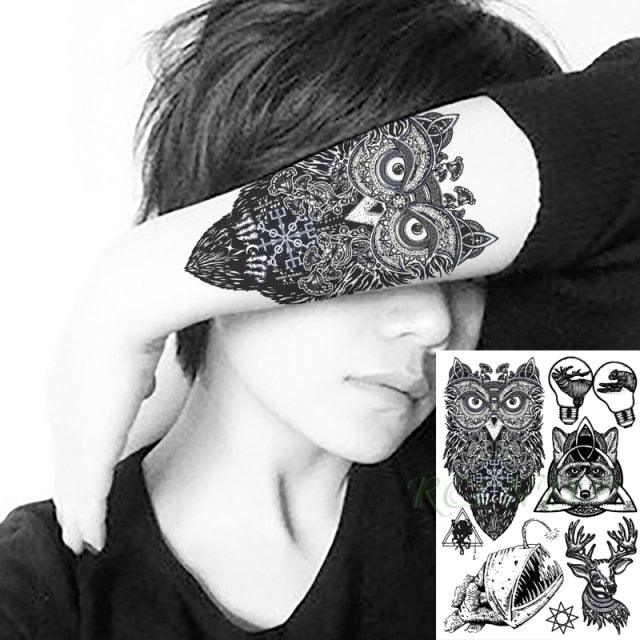 57 Sheets Temporary Tattoo Stickers Set Waterproof Temporary Tattoo Waist Arm Modern Stylish Big Black Tattoos For Womens Mens
