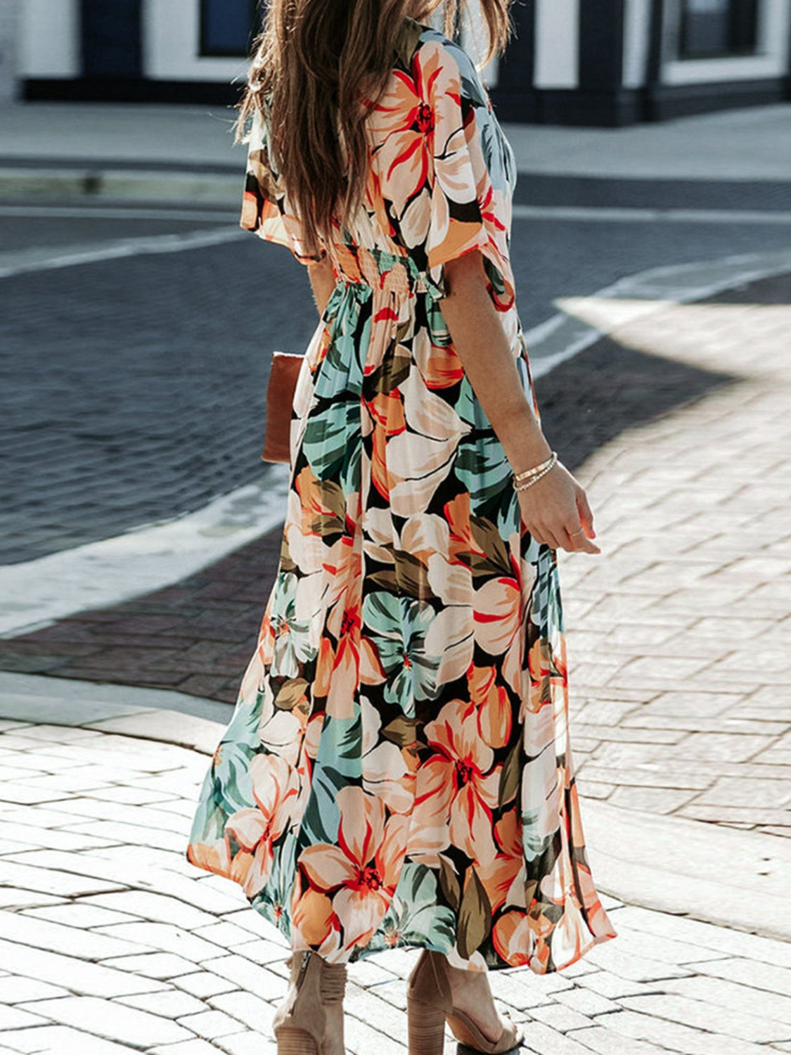 Floral Half Sleeve Dress Classic & Elegant Everyday Style Dress Timeless Dress For Summer