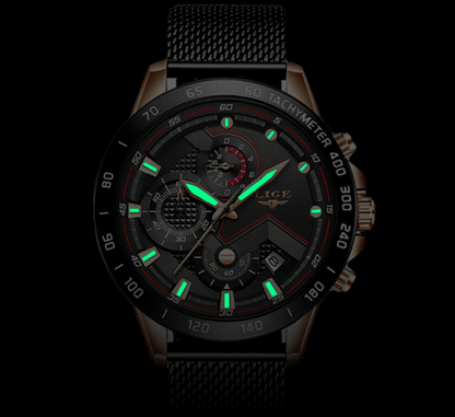 Men's Sports Waterproof Watch With  Stainless Steel Bracelet Unique Design Perfect Gift For Your Man
