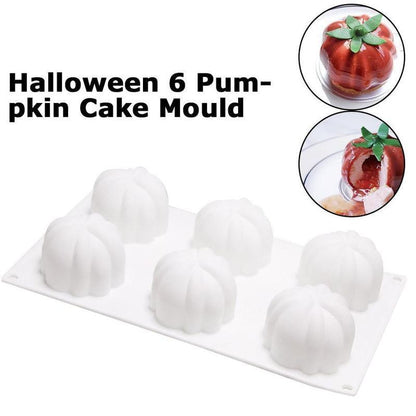 6 Pumpkin Silicone Cake Mold For Chocolate Ice Cream Decorating Pudding Dessert Tools Bakeware Baking Silicone Cake Molds For Baking 3D Pumpkin Silicone Mold For Party