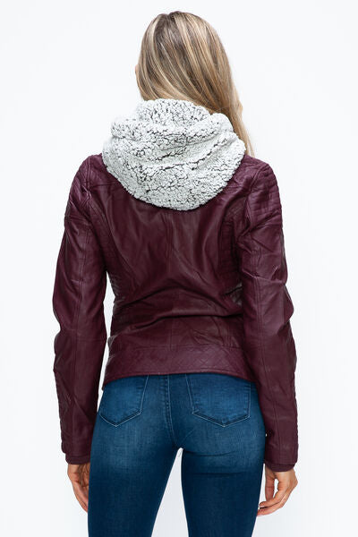 Women Warm Sleek Dual-Zipper Layered Jacket with Cozy Fuzzy Hood Urban Chic & Comfortable Jacket
