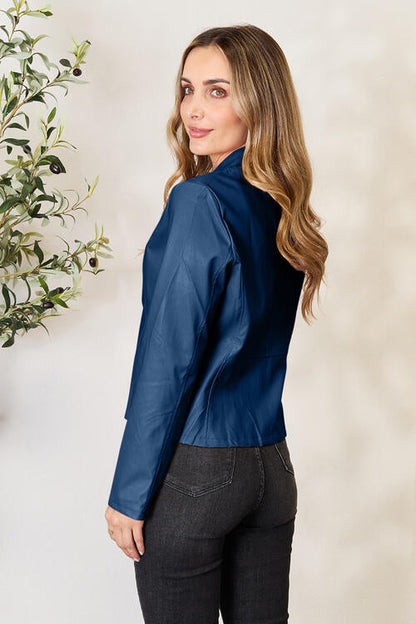 Women Classic Neck Zip-Up Jacket For Everyday Wear Elegant Girls Jacket