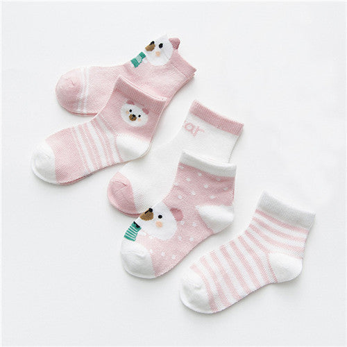 5 Pairs Cute Summer Breathable Mesh Cotton Infant Baby Socks For Newborn Boys And Girls