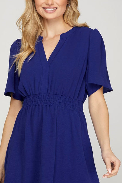 New Ruffled Surplice Short Flutter Sleeve Mini Dress For Women – Elegant, Playful and Feminine Surplice Mini Dress with Flutter Sleeves