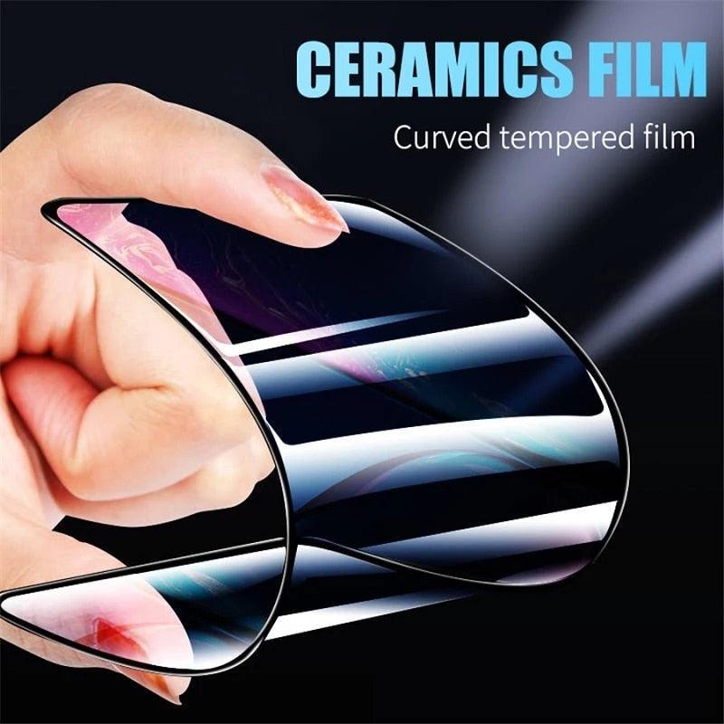 3PCS 100D Ceramic Protective Glass For iPhone 14 13 12 Mini 11 Pro XR XS Max X 8 7 Plus SE 2020 Soft Screen Protector Film Series Tempered Glass Screen Protector