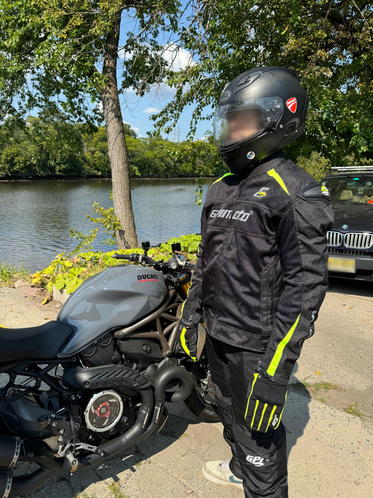 Men’s High Premium Quality Summer 4 Pockets Waterproof Motorcycle Black/Fluorescent Jacket-