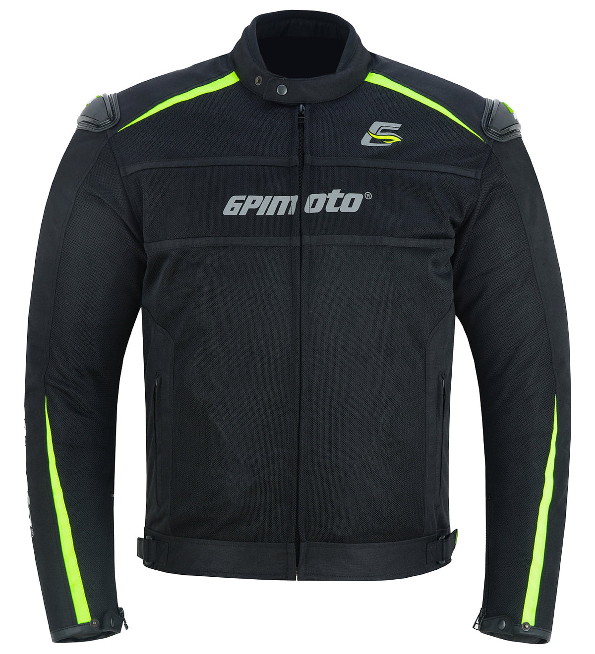 Men’s High Premium Quality Summer 4 Pockets Waterproof Motorcycle Black/Fluorescent Jacket-