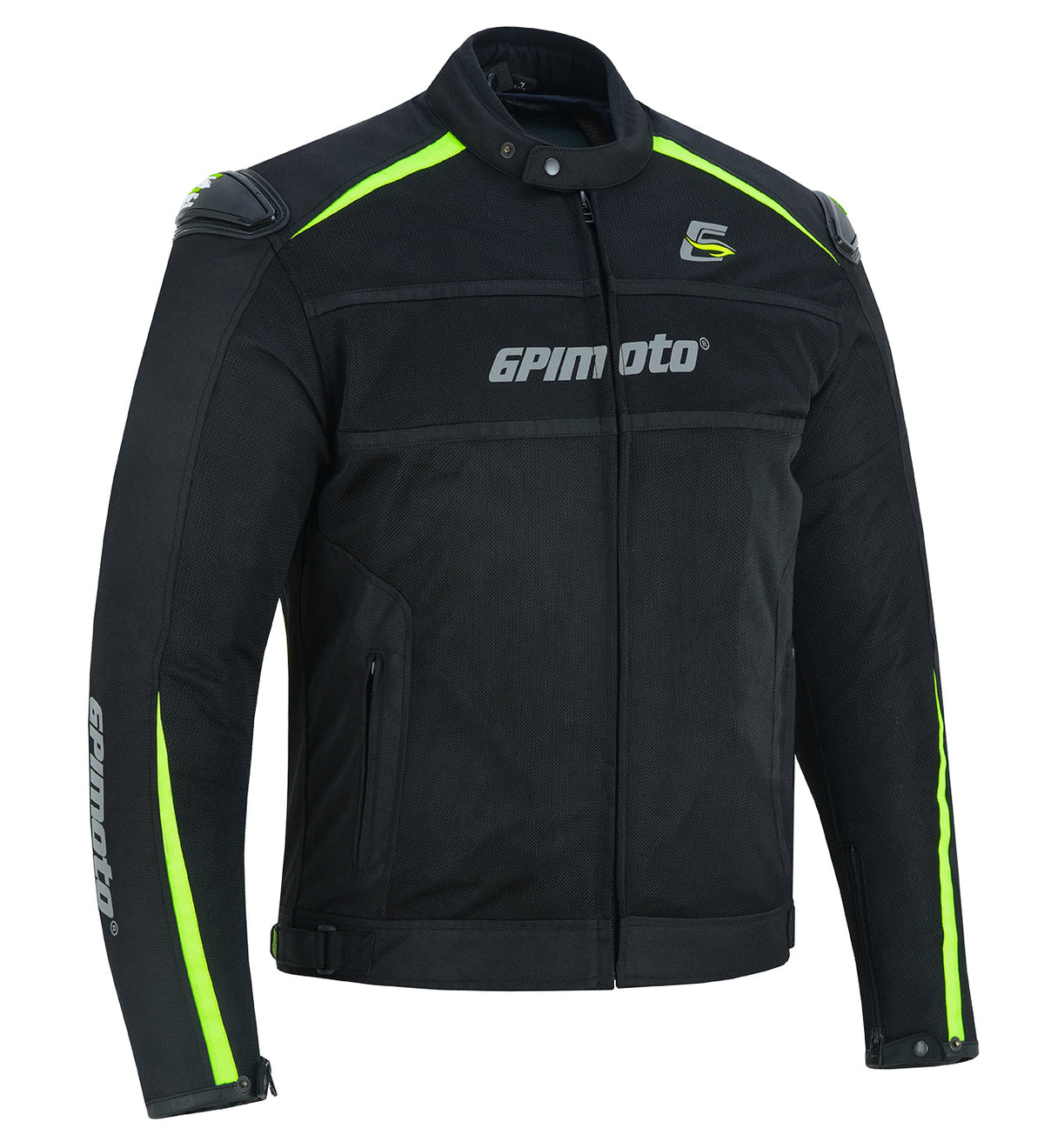 Men’s High Premium Quality Summer 4 Pockets Waterproof Motorcycle Black/Fluorescent Jacket-