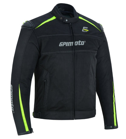 Men’s High Premium Quality Summer 4 Pockets Waterproof Motorcycle Black/Fluorescent Jacket-