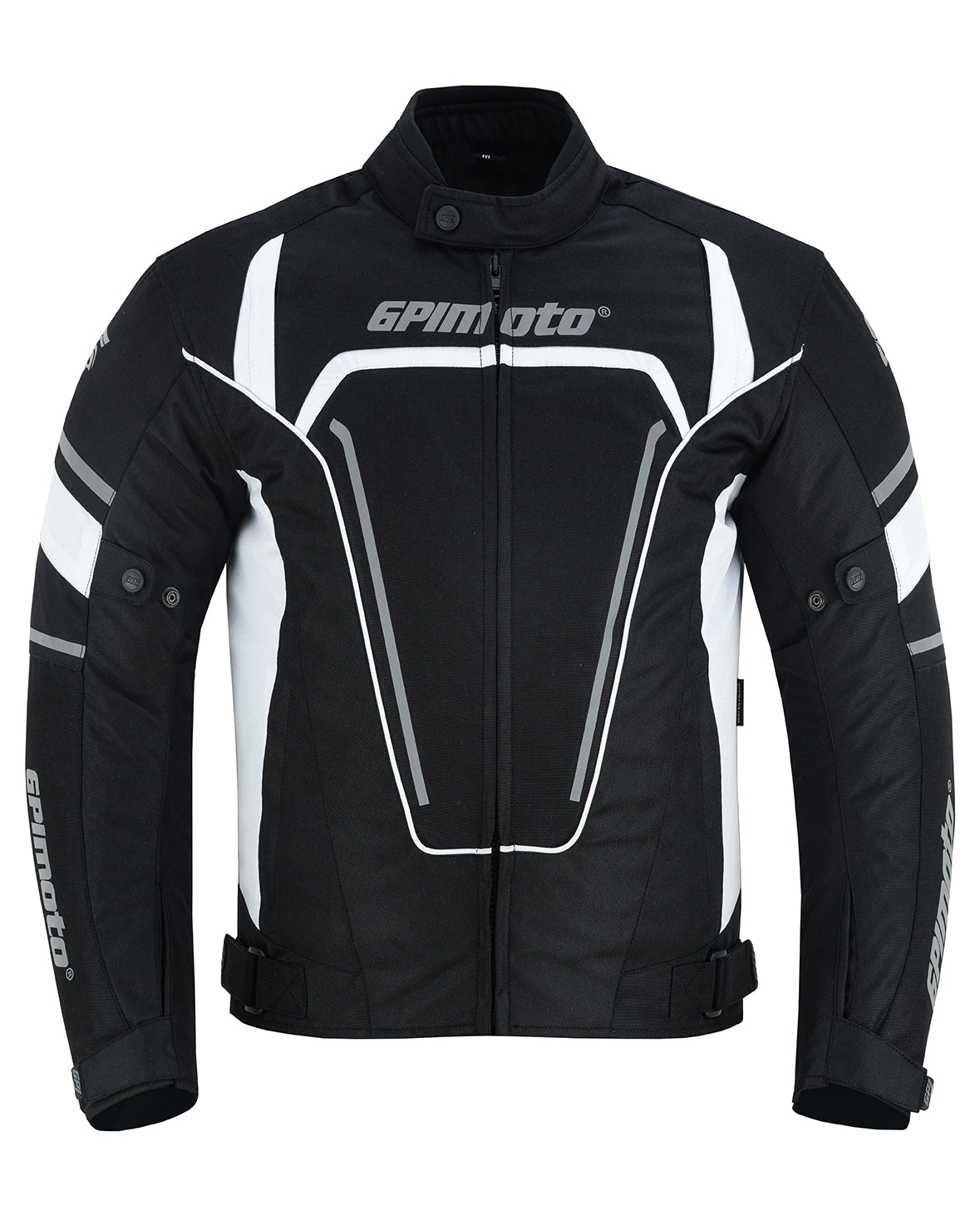 Men's All Season High Premium Quality 4 Pockets Waterproof Motorcycle Jacket – Black/White-