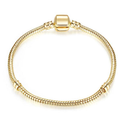 Luxury Modern High Quality Authentic Silver Color Snake Chain Fine Bracelet Fit European Charm Bracelet for Women With Heart and Star