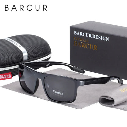 BARCURTR90 Ultralight Polarized Sunglasses for Men Vintage Square Eyewear with UV400 Protection for Summer