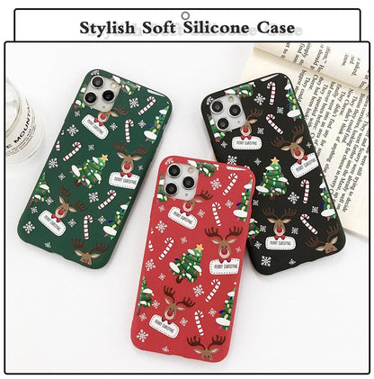 Christmas Beautiful Santa Phone Case For iPhone 13 14 12 11 Pro Max Mini 14Plus Soft Silicone Cover Christmas Silicone Mobile Phone Case Protective Case Comfortable Case for iPhone