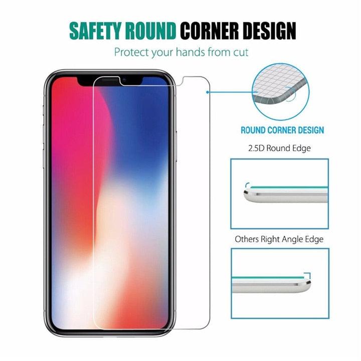 3pcs For iPhone 12 13 Mini 14 Pro Max Glass Screen Protector For iPhone XR XS SE 2022 6 7 8 Plus 13 Pro Max Glass Not Full Cover Curved Edge Anti Explosion Temper Glass Screen Protector for iPhone