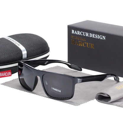 BARCURTR90 Ultralight Polarized Sunglasses for Men Vintage Square Eyewear with UV400 Protection for Summer