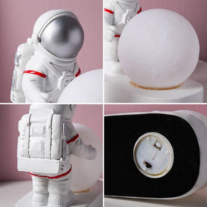 STEVVEX Astronaut Spaceman Moon Night Light Bedroom Bedside Desktop Creative Decoration Table Lamp Gift Light For Children Baby Kids