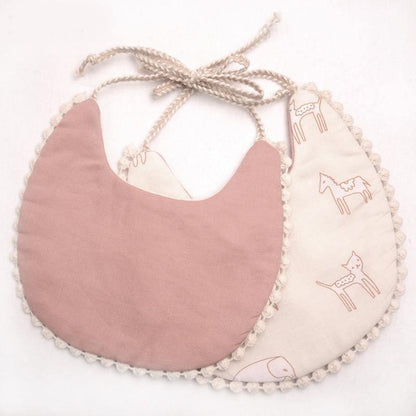 Double-deck Infant Baby Girl Boy Bib Kid Toddler Dinner Feeding Tassel Cotton Linen Burp Cloths