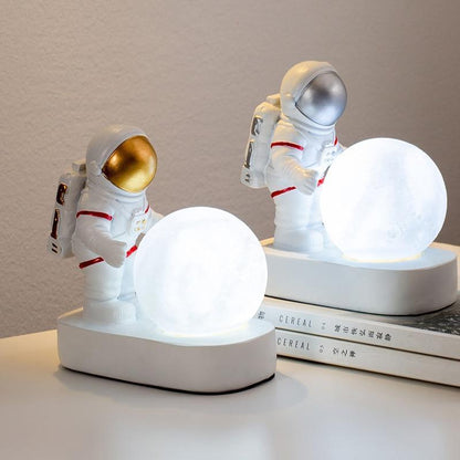 STEVVEX Astronaut Spaceman Moon Night Light Bedroom Bedside Desktop Creative Decoration Table Lamp Gift Light For Children Baby Kids