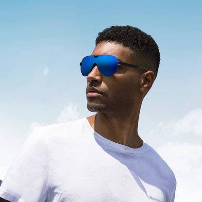 BARCUR Men's Polarized Sunglasses UV400 Protection Special-Shaped Eyewear for Men Stainless Steel Frame Eyeglasses Accessory