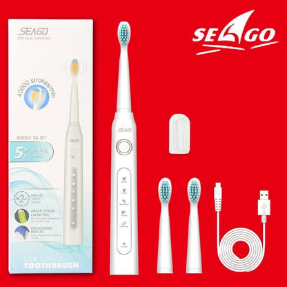Electric Vibration Toothbrush Sonic Rechargeable Smart Chip Teethbrush Head Replaceable Whitening Healthy Best Gift For Adults And Kids