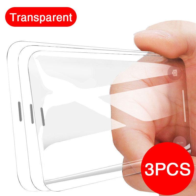 3pcs Full Cover Protective Glass On For Iphone 11 12 13 Pro Max Tempered Glass Film Iphone X Xr Xs Screen Protector Curved Edge Anti Scratch Bubble Free Smooth Tempered Glass Screen Protector