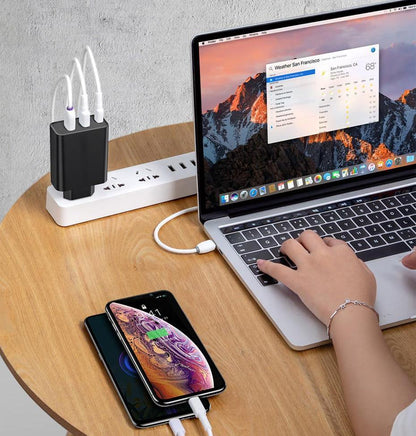 3 Ports USB Fast Charger 60W Support Quick Charge  Type-C PD Charger QC 4.0 3.0 Phone Charger