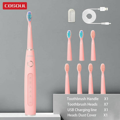 Electric Vibration Toothbrush Sonic Rechargeable Smart Chip Teethbrush Head Replaceable Whitening Healthy Best Gift For Adults And Kids