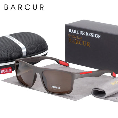 BARCURTR90 Ultralight Polarized Sunglasses for Men Vintage Square Eyewear with UV400 Protection for Summer