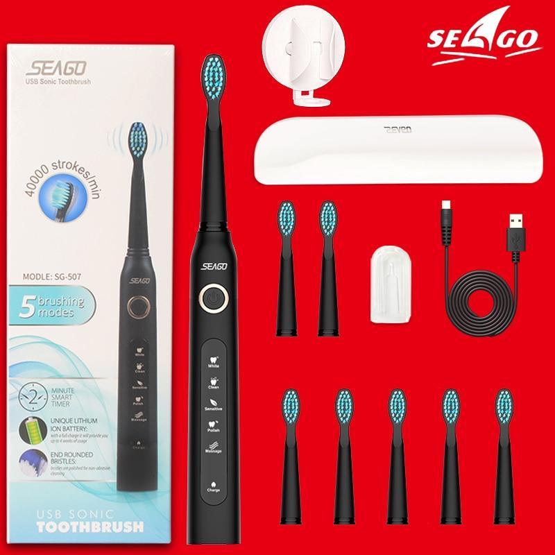 Electric Vibration Toothbrush Sonic Rechargeable Smart Chip Teethbrush Head Replaceable Whitening Healthy Best Gift For Adults And Kids