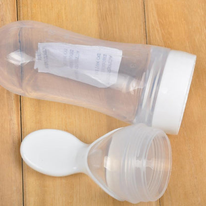 Safety Silicone Bottle For Infant Dids Deeding Bottles With Spoon Baby Food Supplement Bottle Cup For Kids