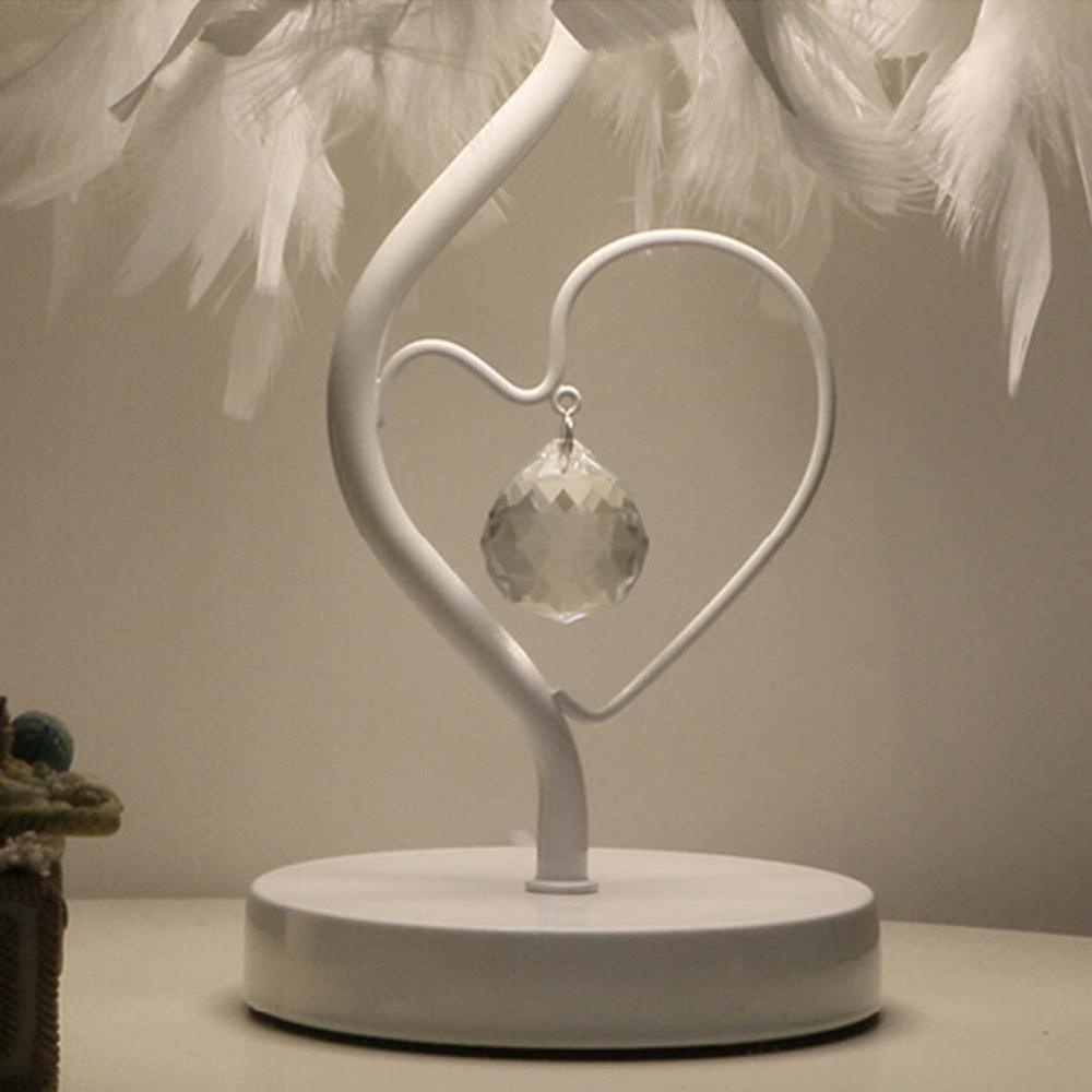 STEVVEX Reading Room Luxury Interesting Decor Heart Shape Feather Crystal Lamp Table Lamp for bedroom Light art decor home planetarium