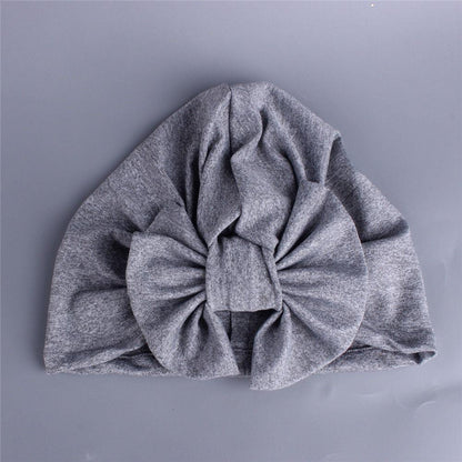 Newborn Baby Kids Boys Girls Soft Turban Cap Beanie Solid Bow Knot Wrap Cap For Baby