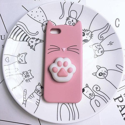 Cat Soft Silicone Mobile Phone Case Back Cover 3D Cute Bear Seal Phone Case For iPhone 6 6S 7 8 Plus X Case Cartoon Cat Ear Silicone Case For iPhone5S SE 8 Plus
