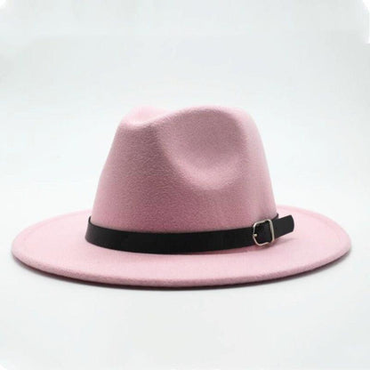 Vintage Winter Autumn Woolen Women Men Belt Buckle Fedora Hat Classic Wide Brim Floppy Hat Retro Warm Top Hat Vintage Cap Women Fedoras Durable Hat