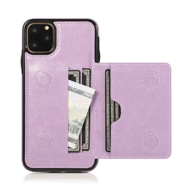 Leather Wallet Case For iPhone 11 Pro Max XS Max XR X 8 7 6S 6Plus 5 5S With Stand Card Pocket Case Cover Shockproof Texture PU Leather  Wallet Cover