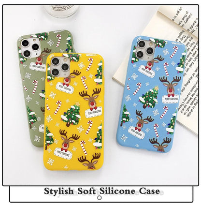 Christmas Beautiful Santa Phone Case For iPhone 13 14 12 11 Pro Max Mini 14Plus Soft Silicone Cover Christmas Silicone Mobile Phone Case Protective Case Comfortable Case for iPhone
