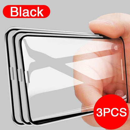 3pcs Full Cover Protective Glass On For Iphone 11 12 13 Pro Max Tempered Glass Film Iphone X Xr Xs Screen Protector Curved Edge Anti Scratch Bubble Free Smooth Tempered Glass Screen Protector